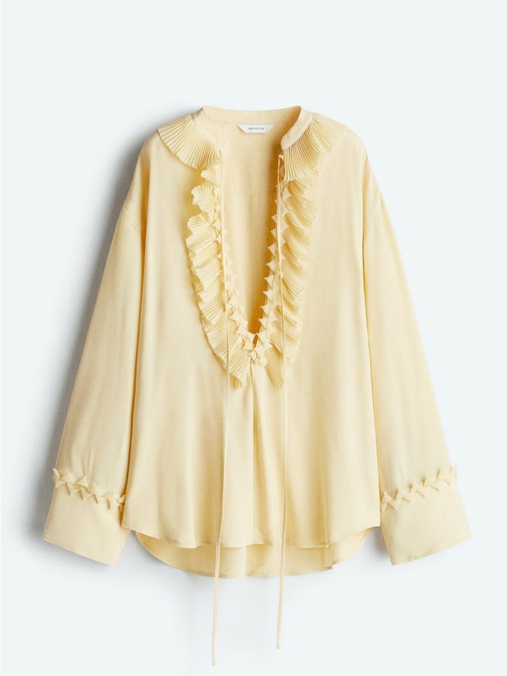 H&M Pale Yellow Ruffled V-Neck Blouse